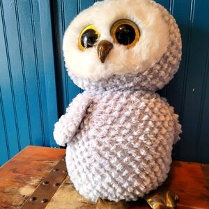TY Large 17" Plush Owlette Gray Owl 2017 Big Round Eyes.